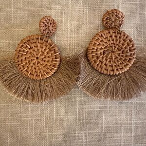 Brown Woven Fan Earrings